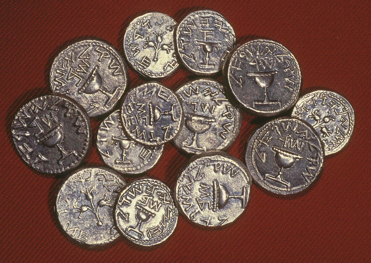 Un tesoro di sicli, Gerusalemme erodiana, c.66-70 d.C. da Jewish School
