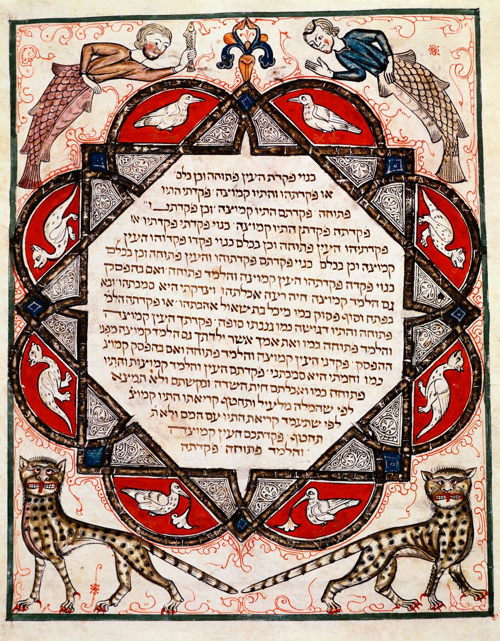 Pagina illuminata della Bibbia Cervara redatta in ebraico da Jewish School