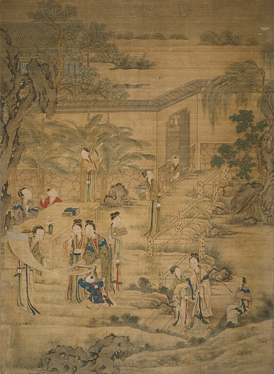 Donne che guardano i dipinti da Jiao Bingzhen