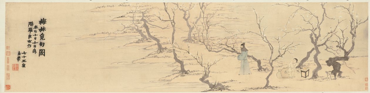Cercando ispirazione tra i fiori di prugna, 1761 da Jin Nong