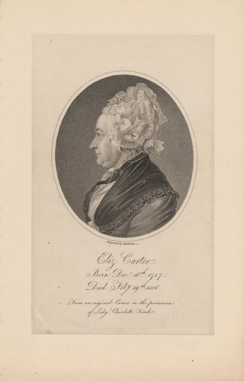 Elizabeth Carter, incisa da Mackenzie, 1807 da Joachim Smith
