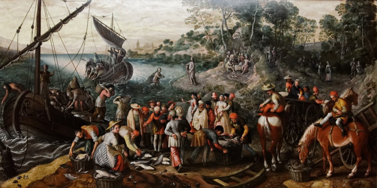 Il miracoloso pescaggio dei pesci da Joachim Beuckelaer