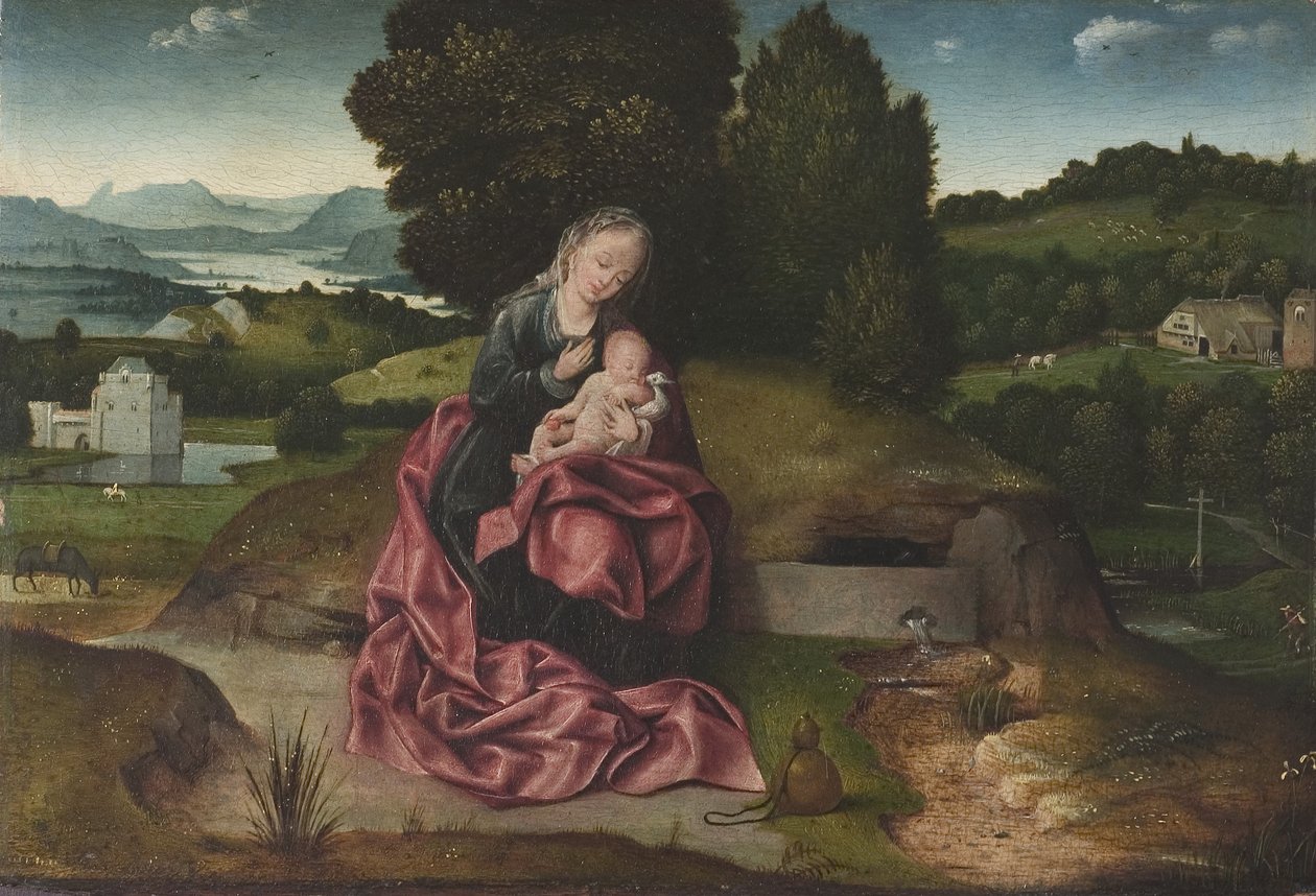 La Vergine e il Bambino che riposano durante la fuga in Egitto da Joachim Patenier