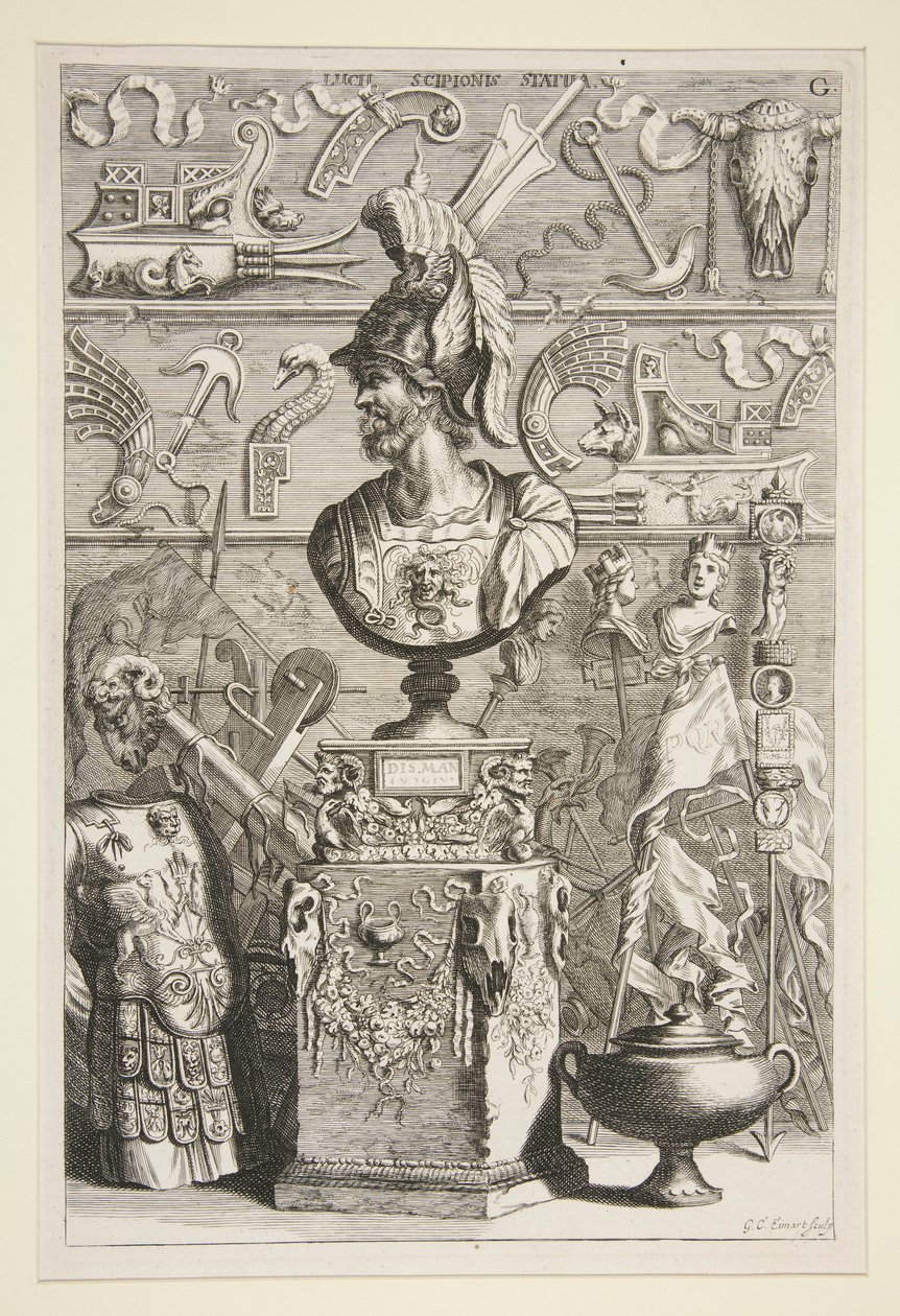 Una Statua di Lucio Scipione, Armature e Altri Stendardi e Frammenti Antichi da Joachim von Sandrart