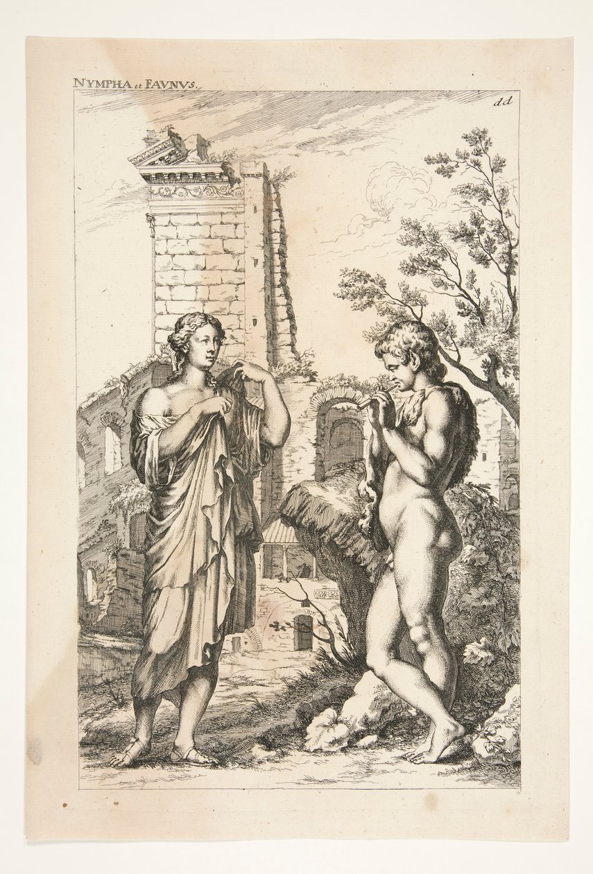Diane de Gabies e un Fauno, da Sculpturae Veteris Admirata da Joachim von Sandrart