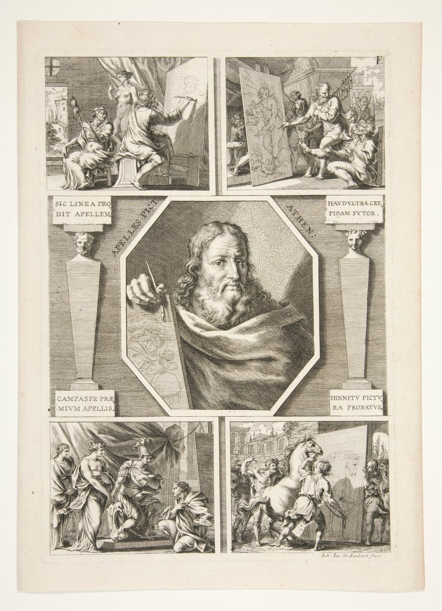 Ritratto di Apelle e quattro scene della vita di Apelle da Joachim von Sandrart