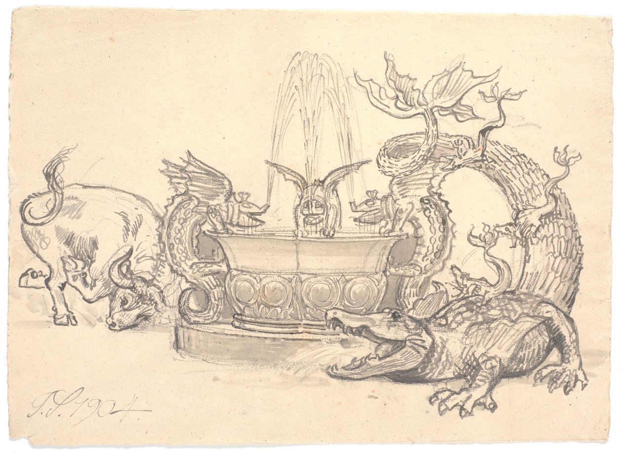 La lotta per la fontana del drago da Joakim Frederik Skovgaard