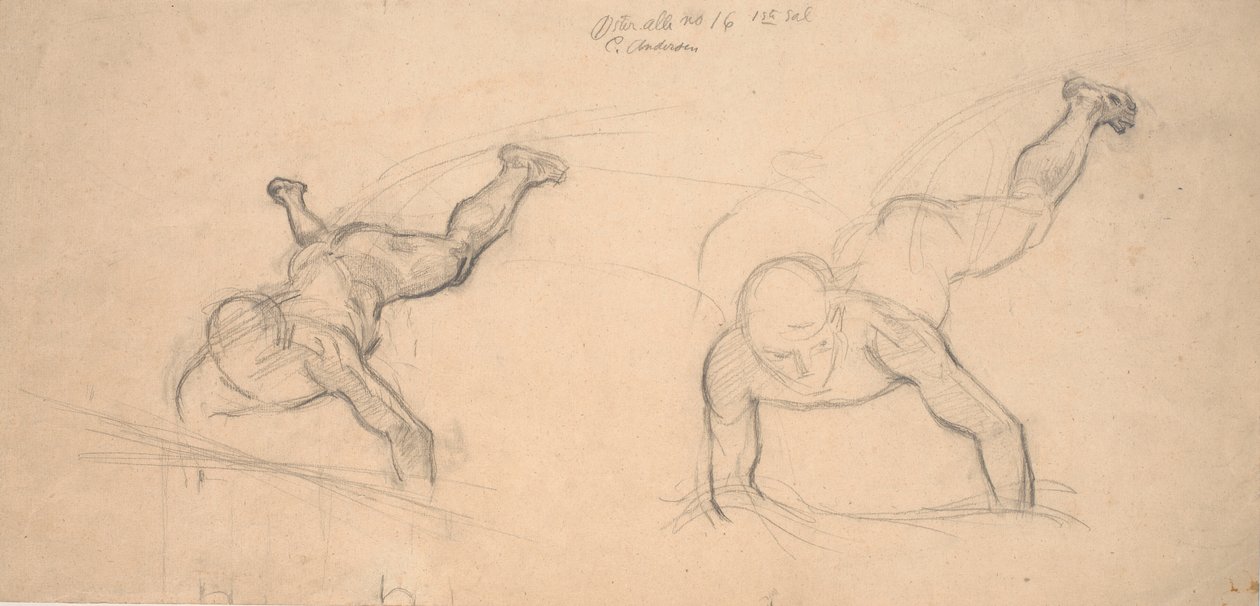 Due studi di ragazzi che strisciano (o angeli volanti) da Joakim Frederik Skovgaard