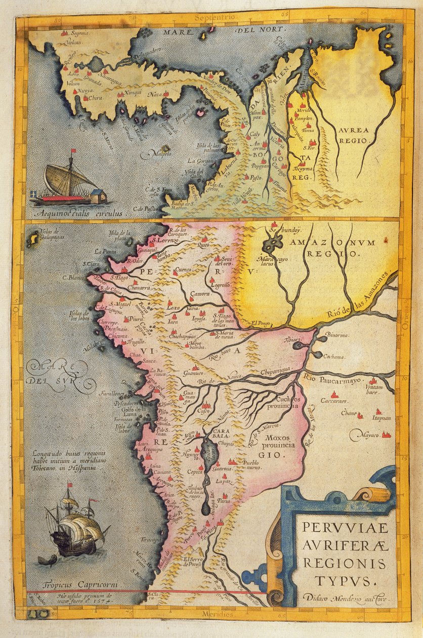 Mappa delle regioni aurifere in Perù, dall