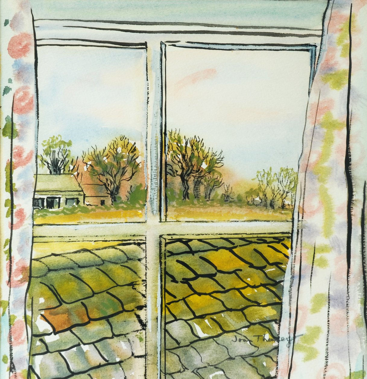 Attraverso la finestra del cottage Suffolk, 2010 da Joan Thewsey