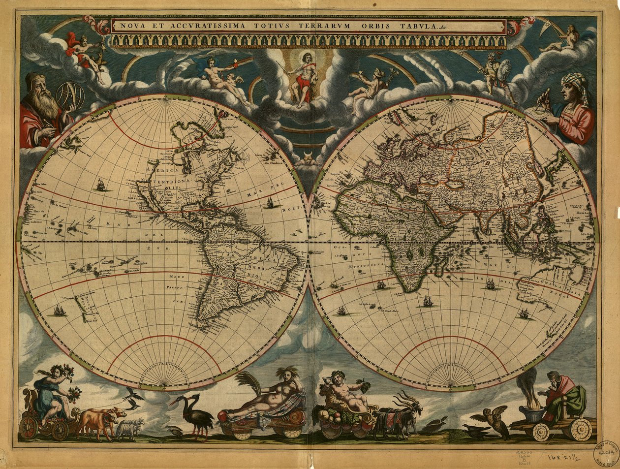 (Nova et accuratissima totius terrarum orbis tabula). LOC 98687202 da Joan Blaeu