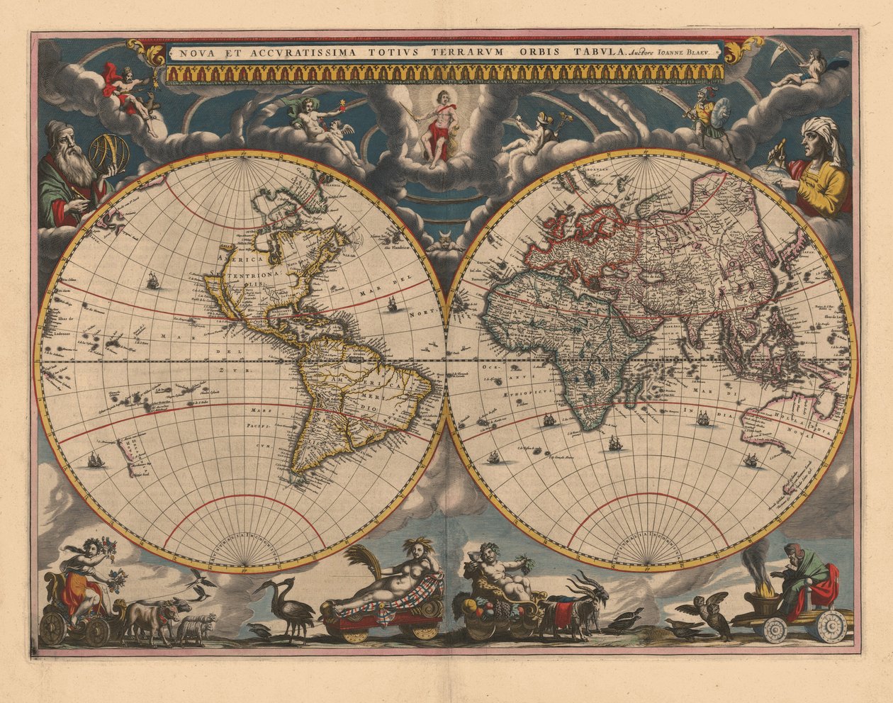 Mappa del mondo a doppio emisfero, 1662 da Joan Blaeu