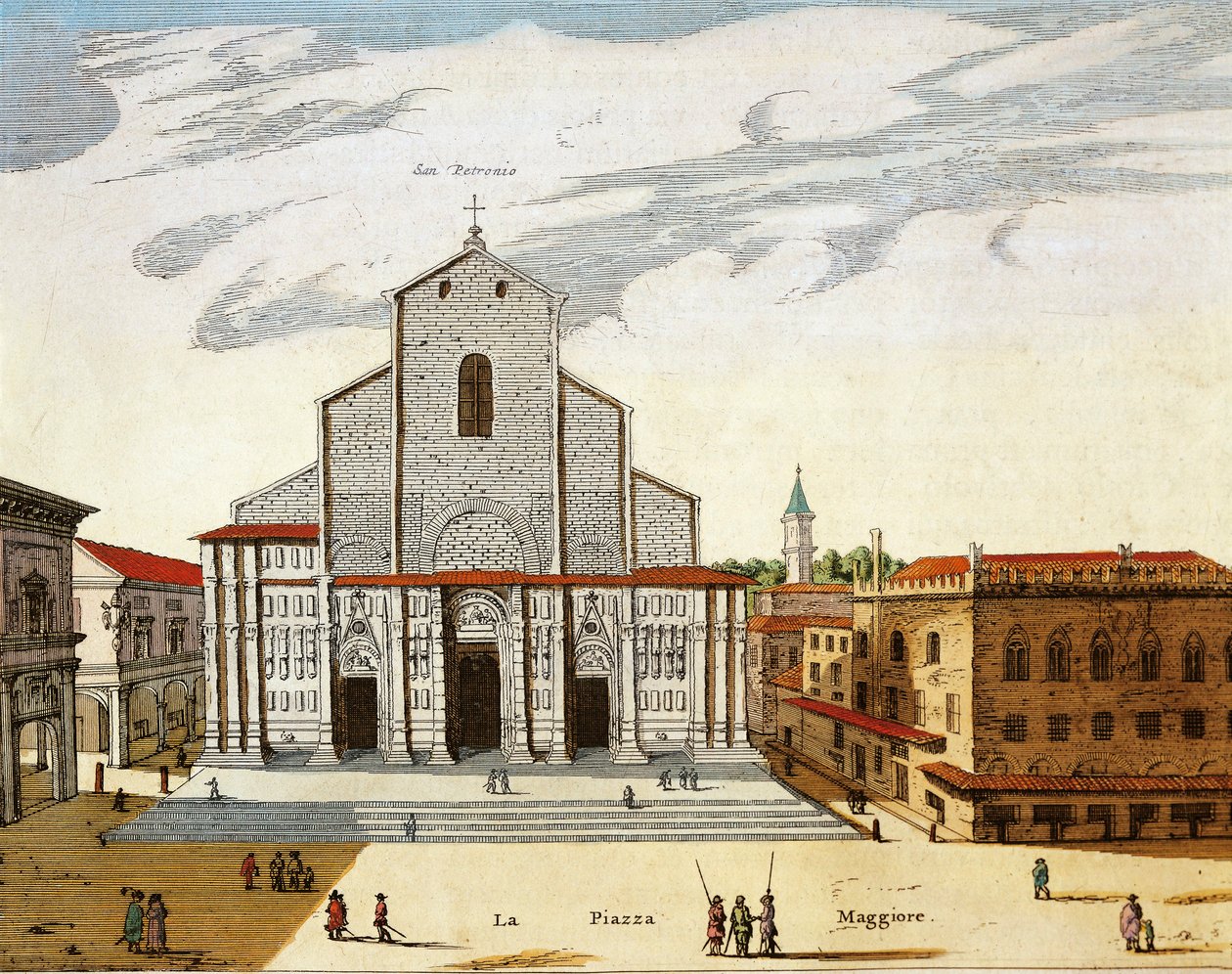 Italia, Bologna, Cattedrale di San Petronio a Venezia, stampa da Joan Blaeu