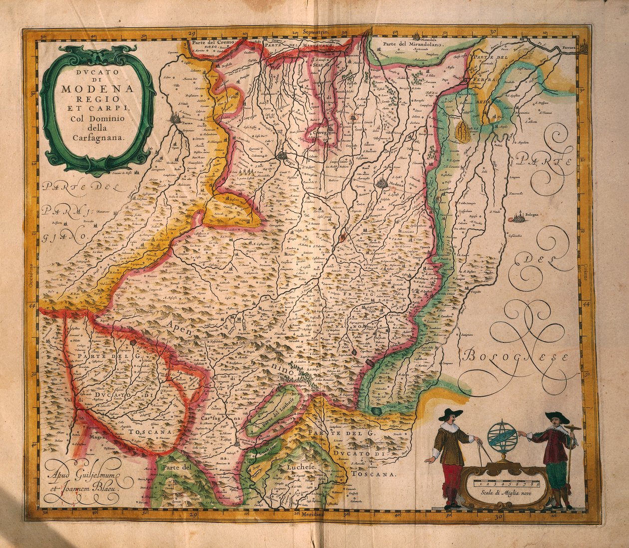 Mappa di Modena dal Theatrum civitatum et admirandorum Italiae di Joan Blaeu, incisione da Joan Blaeu
