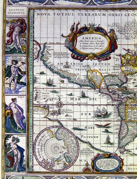 I quattro elementi: Fuoco, Aria, Acqua e Terra da Joan Blaeu