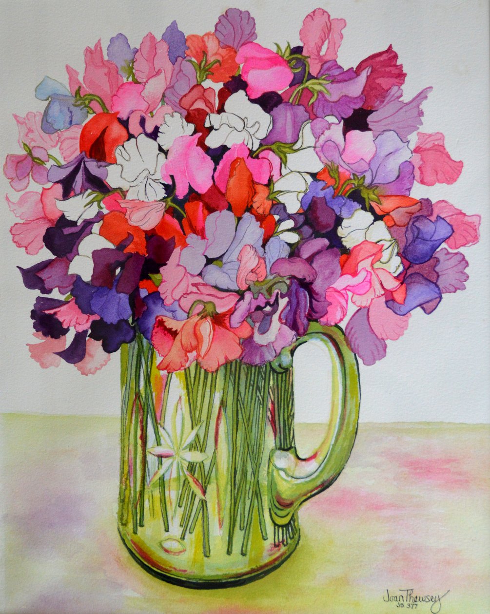 Piselli odorosi in una brocca di vetro, 2011 da Joan Thewsey