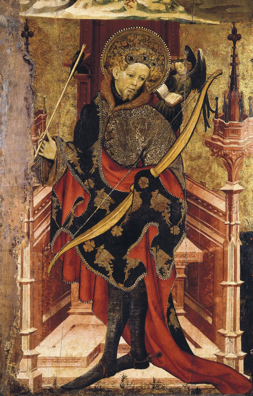 San Sebastiano e Crocifissione. c.1417-25 da Joan or Juan Mates