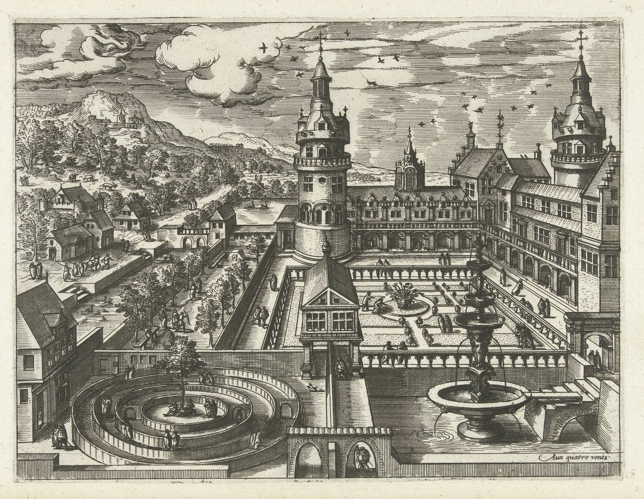 Castello con labirinto e fontana da Joannes van Doetechum (I) (attributed to)