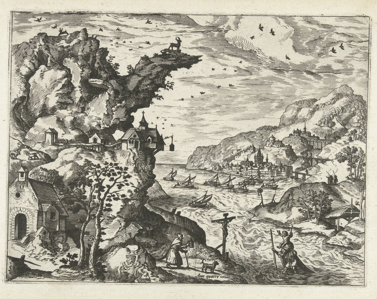 Paesaggio con San Cristoforo da Joannes van Doetechum (I) (attributed to)