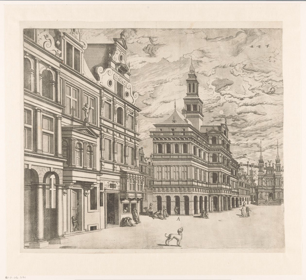 Veduta di una piazza con edifici monumentali da Joannes van Doetechum (I)