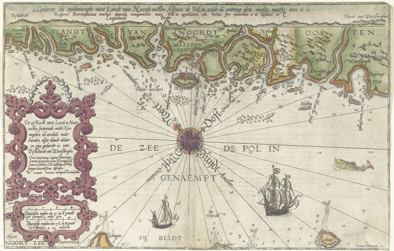 Mappa di una parte della costa di Norvegia e Svezia da Joannes van Doetechum (I)