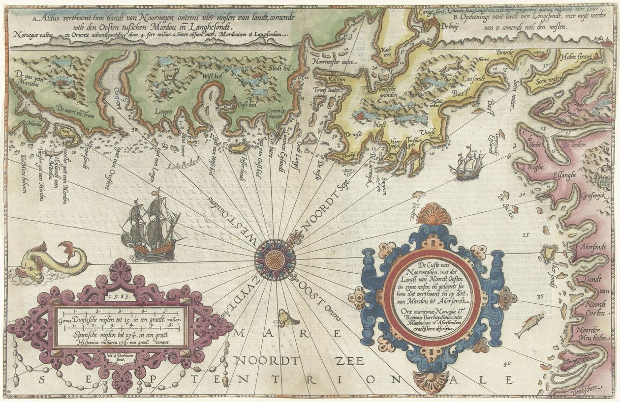 Carta della costa di Norvegia e Svezia tra Merdøy e Uddevalla da Joannes van Doetechum (I)