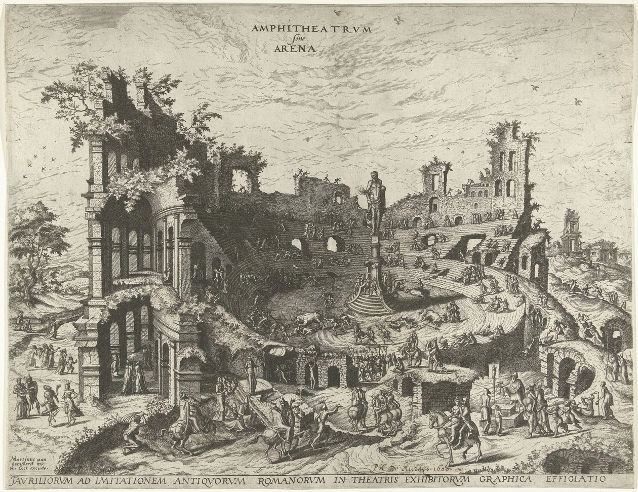Corrida nelle rovine di un anfiteatro da Joannes van Doetechum (I)