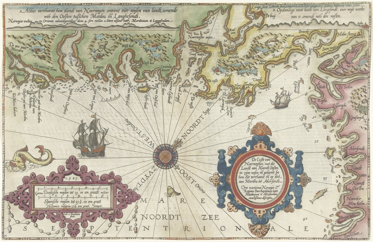 Mappa della costa di Norvegia e Svezia tra Merdøy e Uddevalla da Joannes van Doetecum