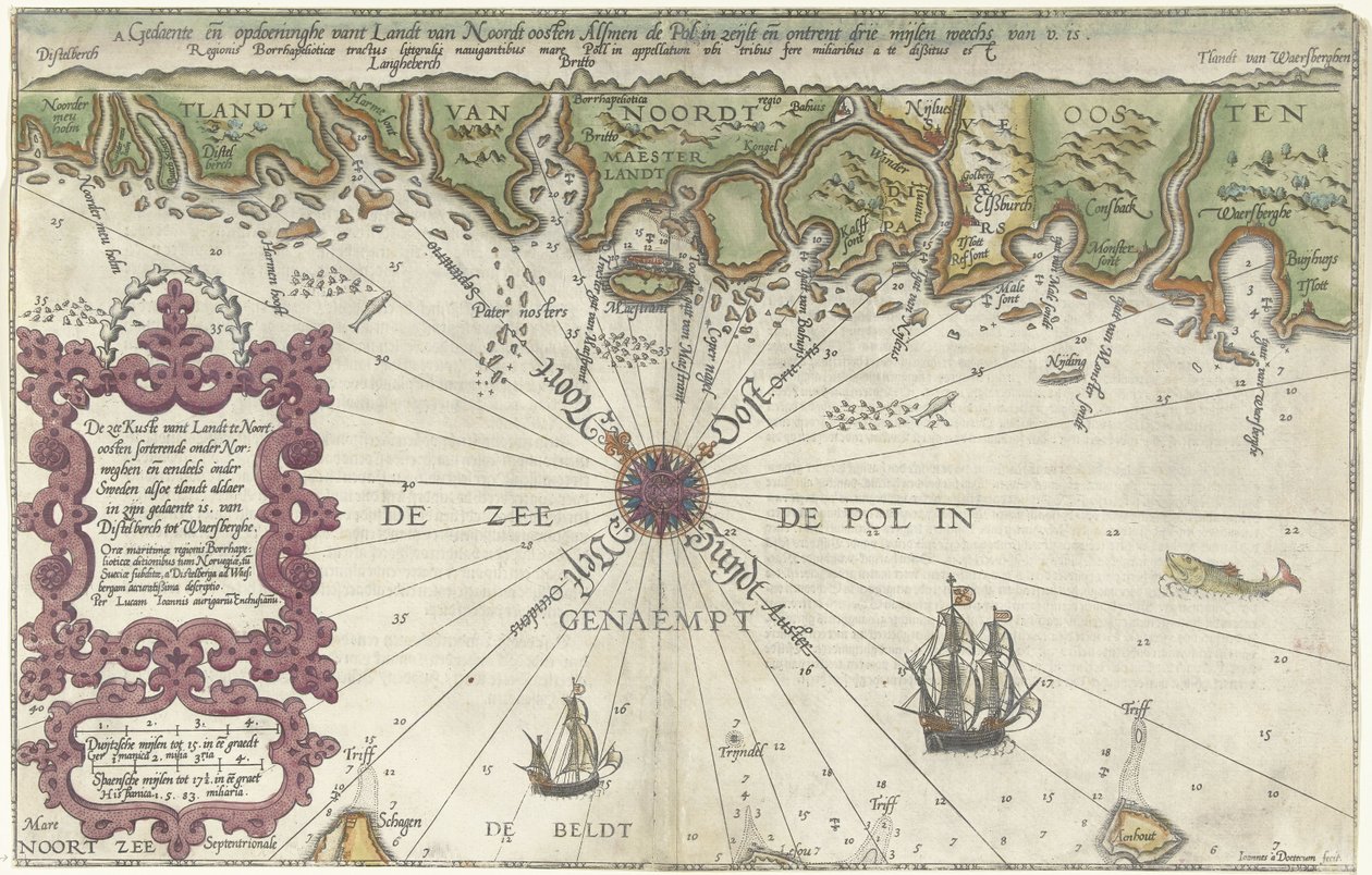 Mappa di parte della costa di Norvegia e Svezia da Joannes van Doetecum