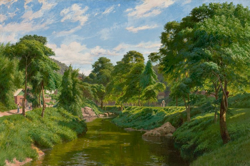 Paesaggio di Petropolis Bosco con ruscello da Joao Batista da Costa