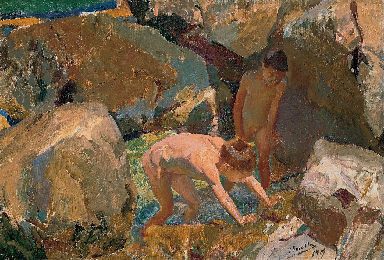 Bambini alla ricerca di molluschi da Joaquín Sorolla