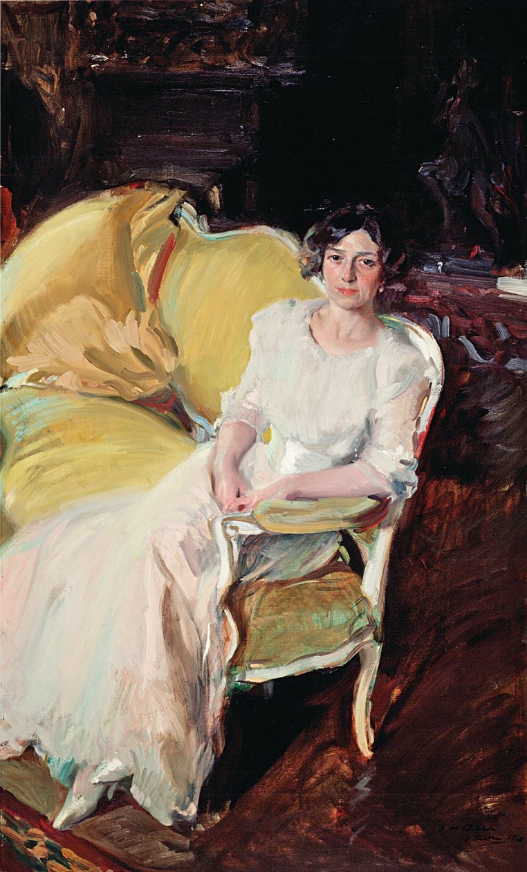 Clotilde seduta sul divano da Joaquín Sorolla