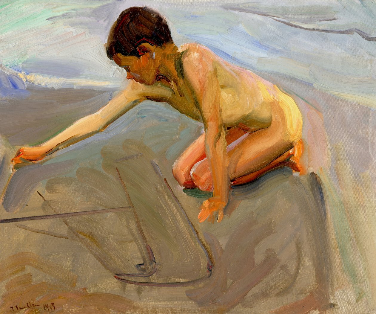 Disegnare nella sabbia da Joaquín Sorolla