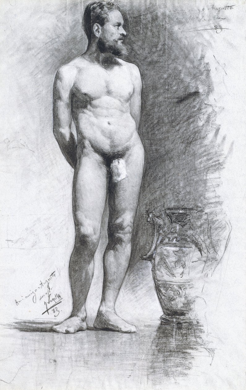 Nudo maschile accademico con urna greca, 1883 da Joaquín Sorolla
