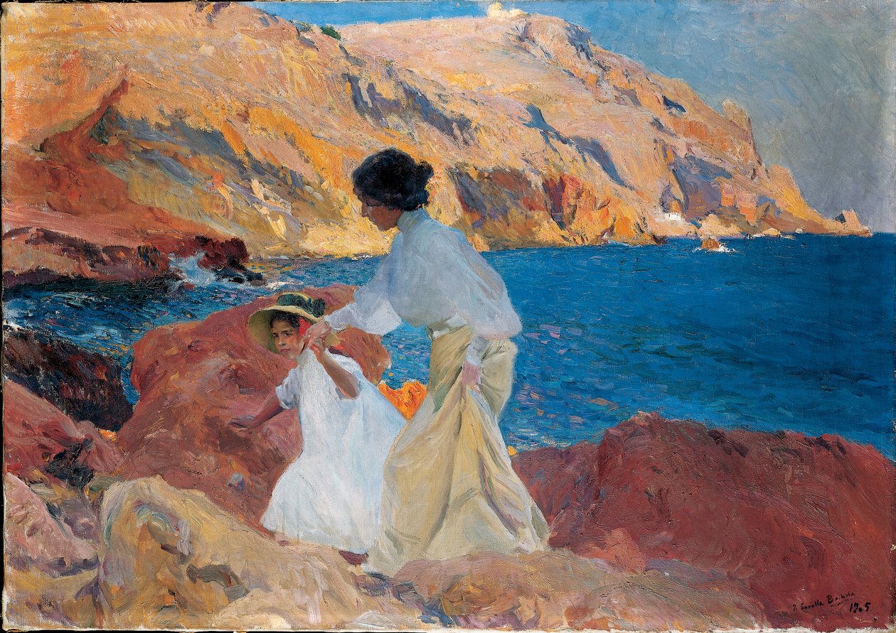 Clotilde ed Elena sulle rocce, Javea, 1905 da Joaquín Sorolla