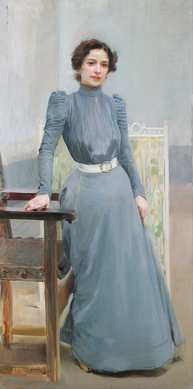 Clotilde in un vestito grigio da Joaquín Sorolla