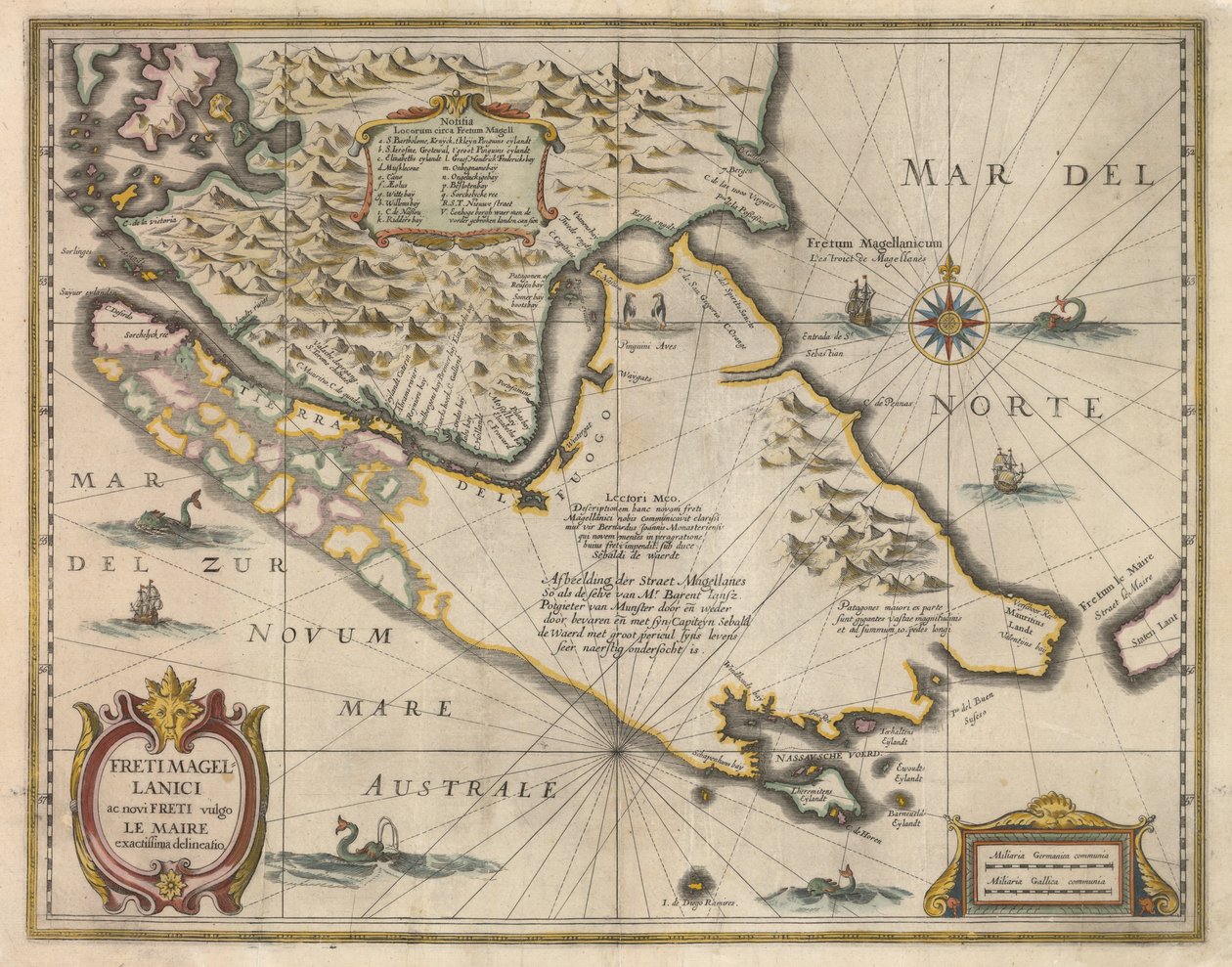 Freti Magellanici ac novi freti vulgo Le Maire exactissima delineatio, c.1630 da Jodocus Hondius