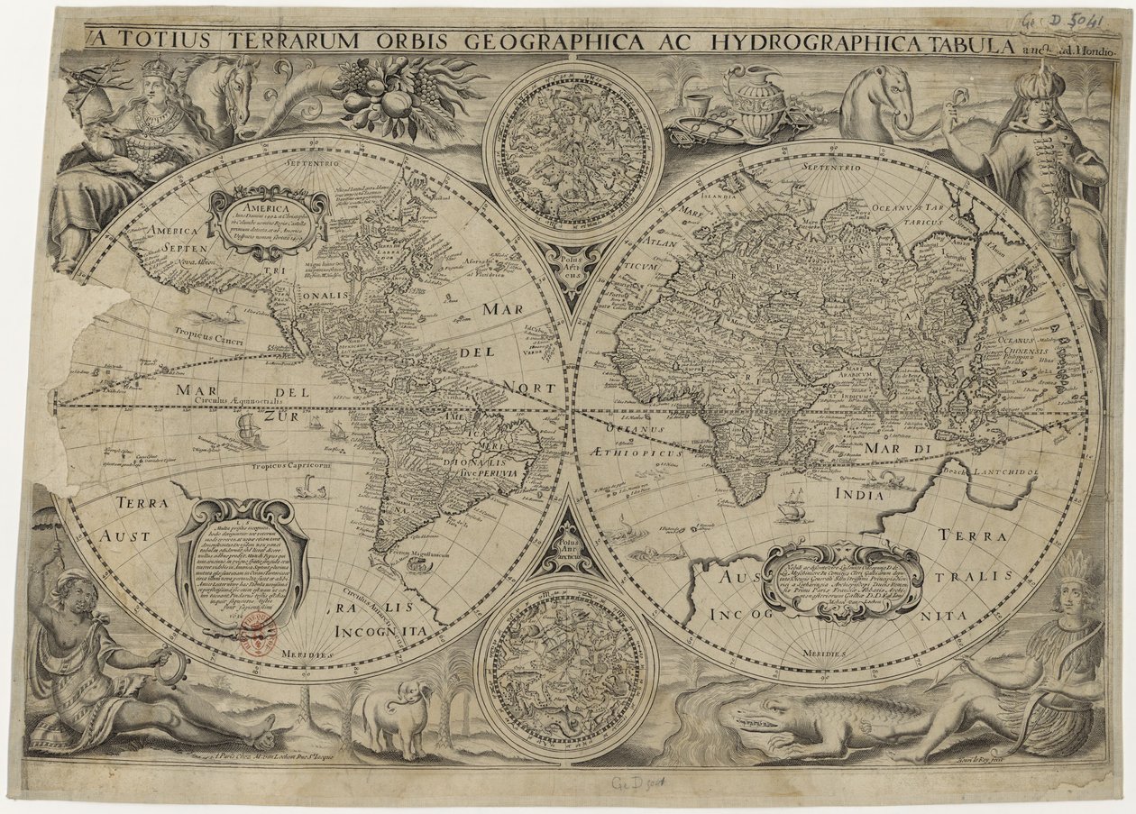 Nova totius terrarum orbis geographica ac hydrographica tabula Mappa del mondo, 1631 da Jodocus Hondius