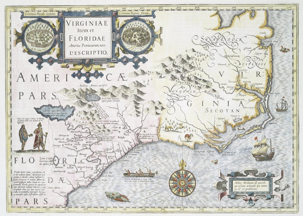 Virginiae item et Floridae Americae provinciarum, nova descriptio, 1636 da Jodocus Hondius