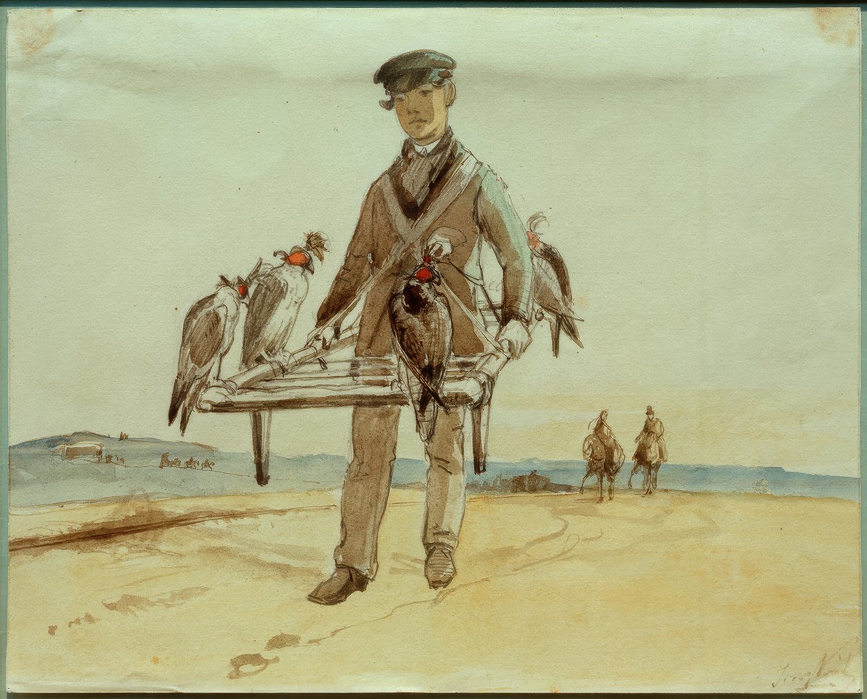 Falconiere con falco a Het Loo vicino ad Apeldoorn da Johan Barthold Jongkind