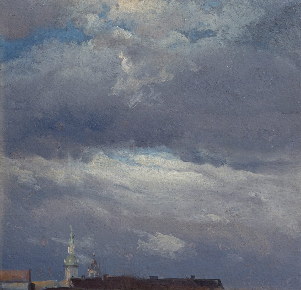 Nubi temporalesche sopra la torre del castello di Dresda da Johan Christian Dahl