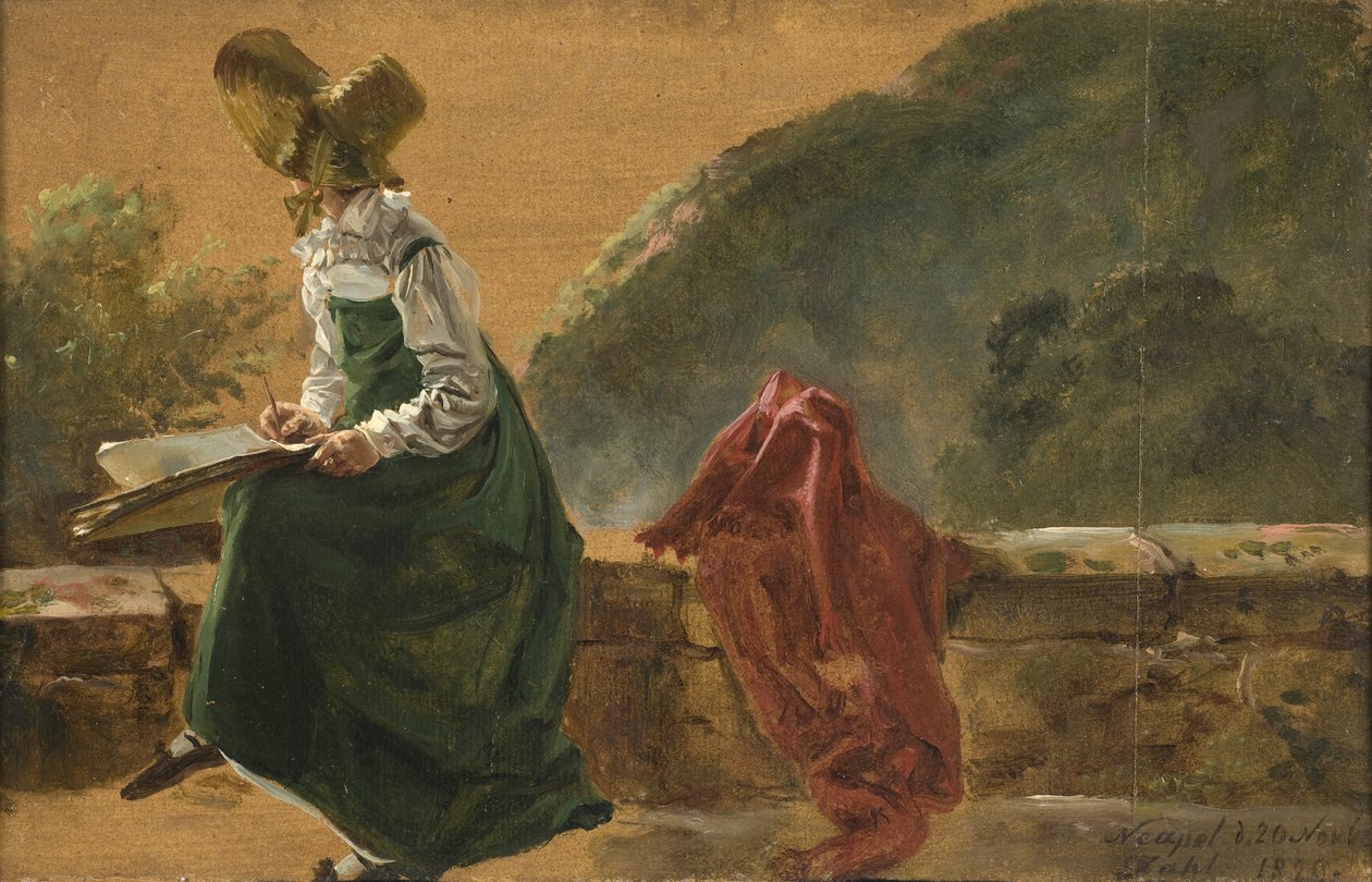 La principessa Carolina Amalia che disegna a Napoli. Studio, 1820 da Johan Christian Dahl