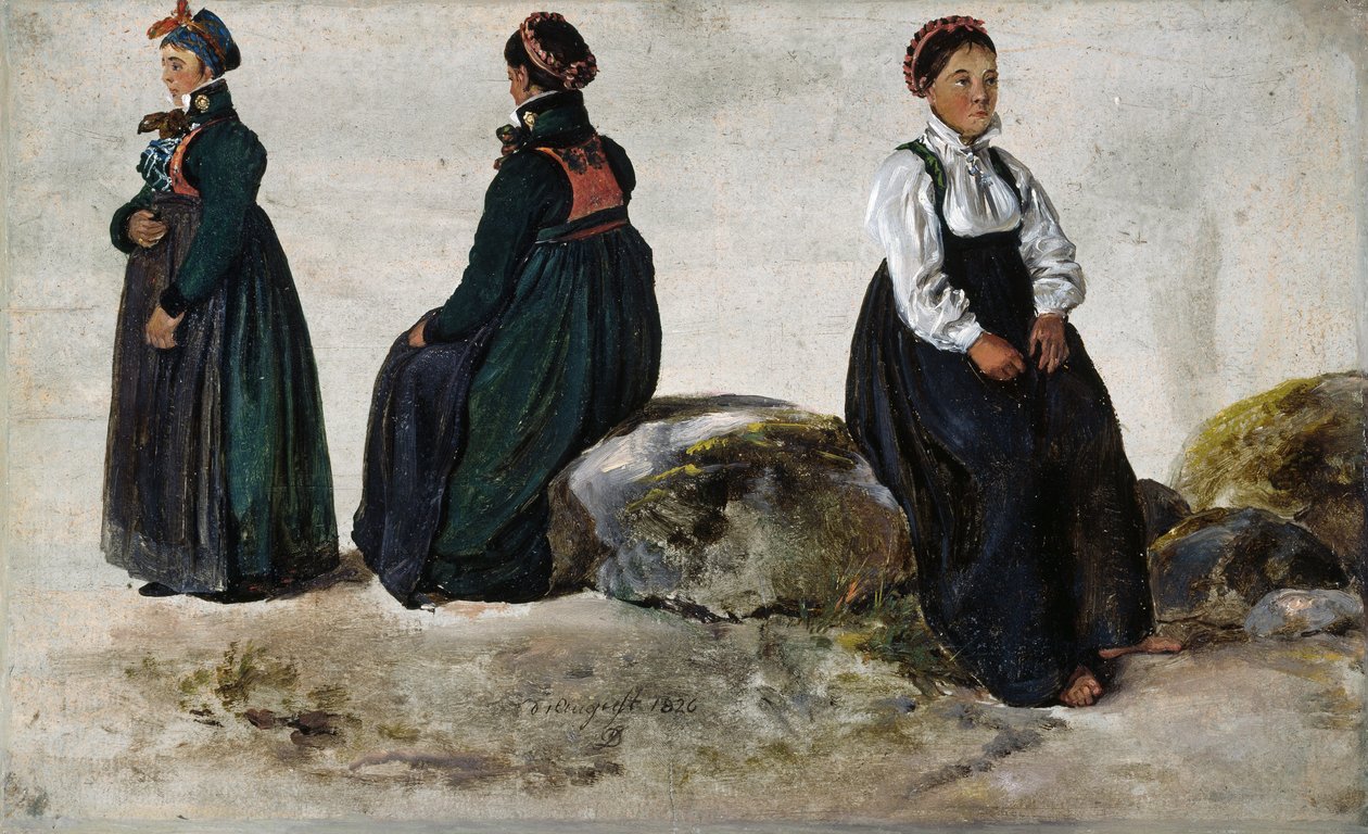Studi di Costumi Femminili da Luster in Sogn da Johan Christian Dahl