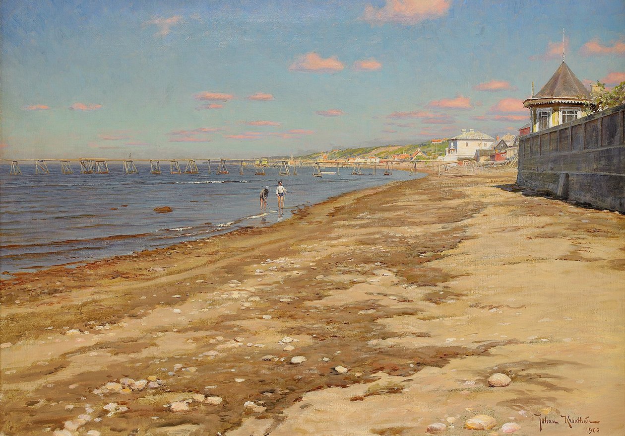 Spiaggia con ragazzi che fanno il bagno da Johan Fredrik Krouthen