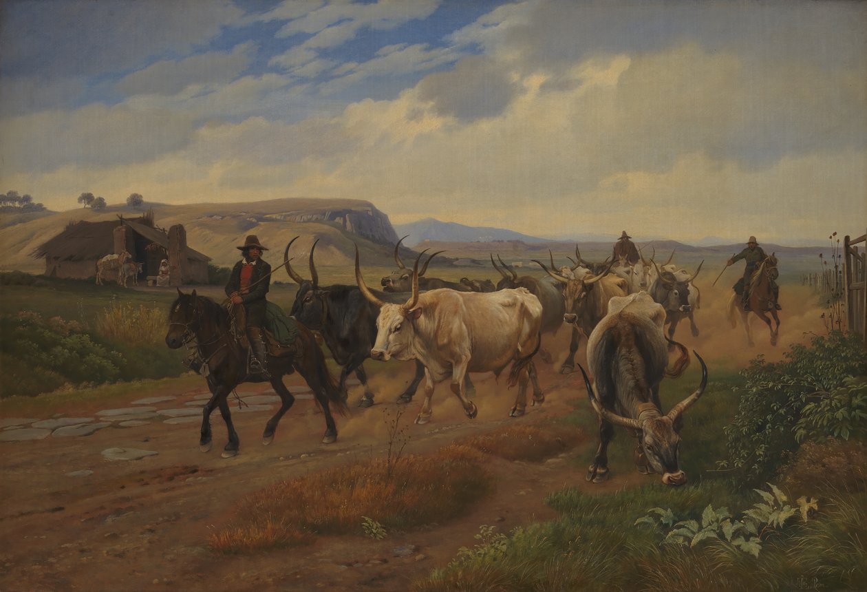 Una mandria di buoi nella campagna romana da Johan Thomas Lundbye