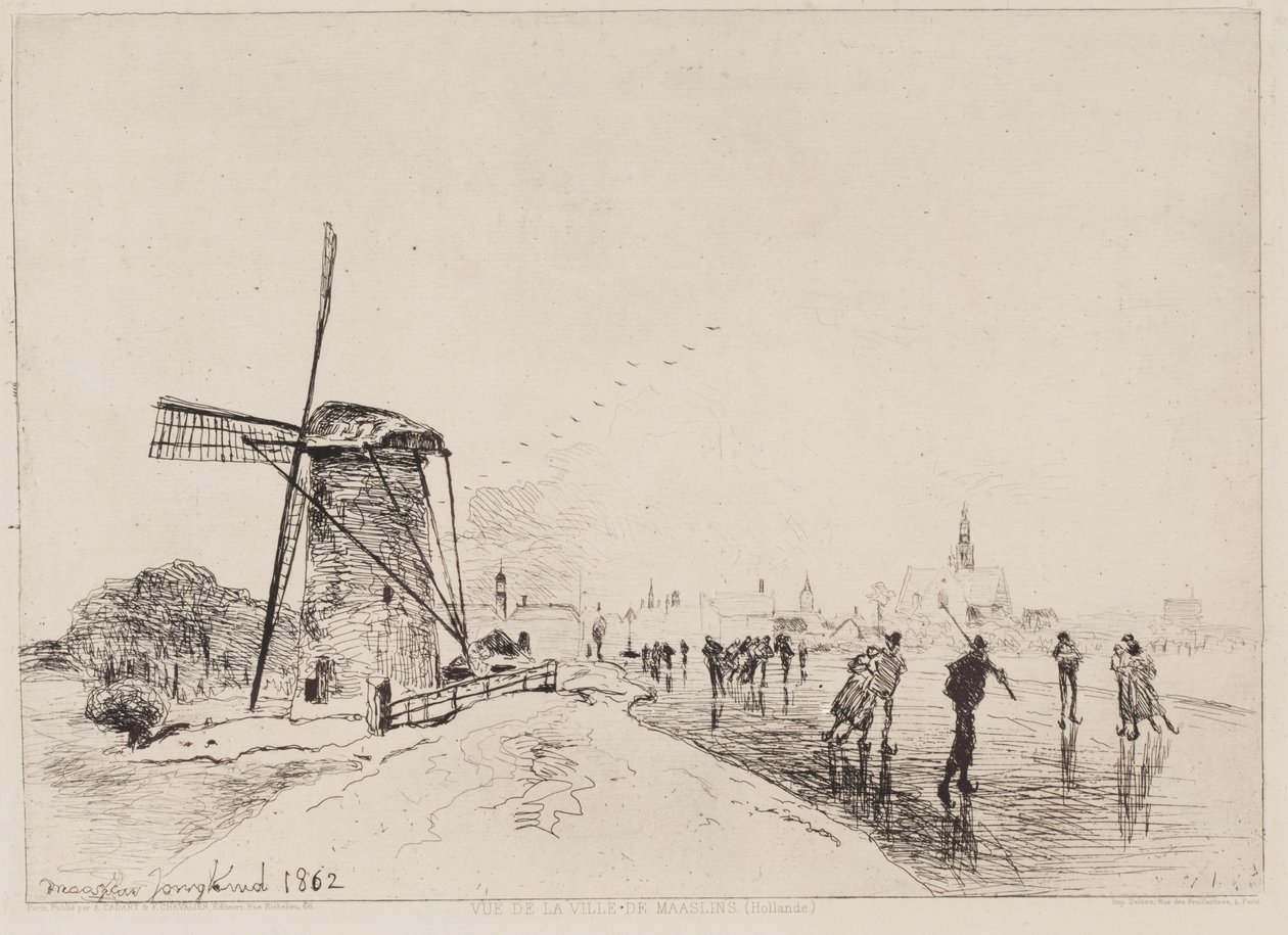 Veduta della città di Maaslins da Johan Barthold Jongkind