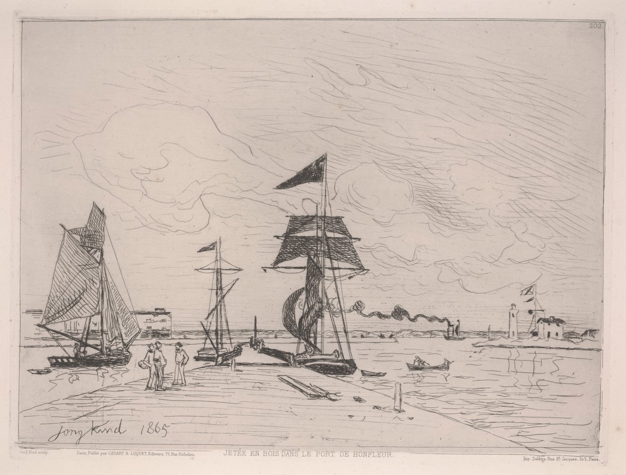 Molo di legno nel porto di Honfleur da Johan Barthold Jongkind