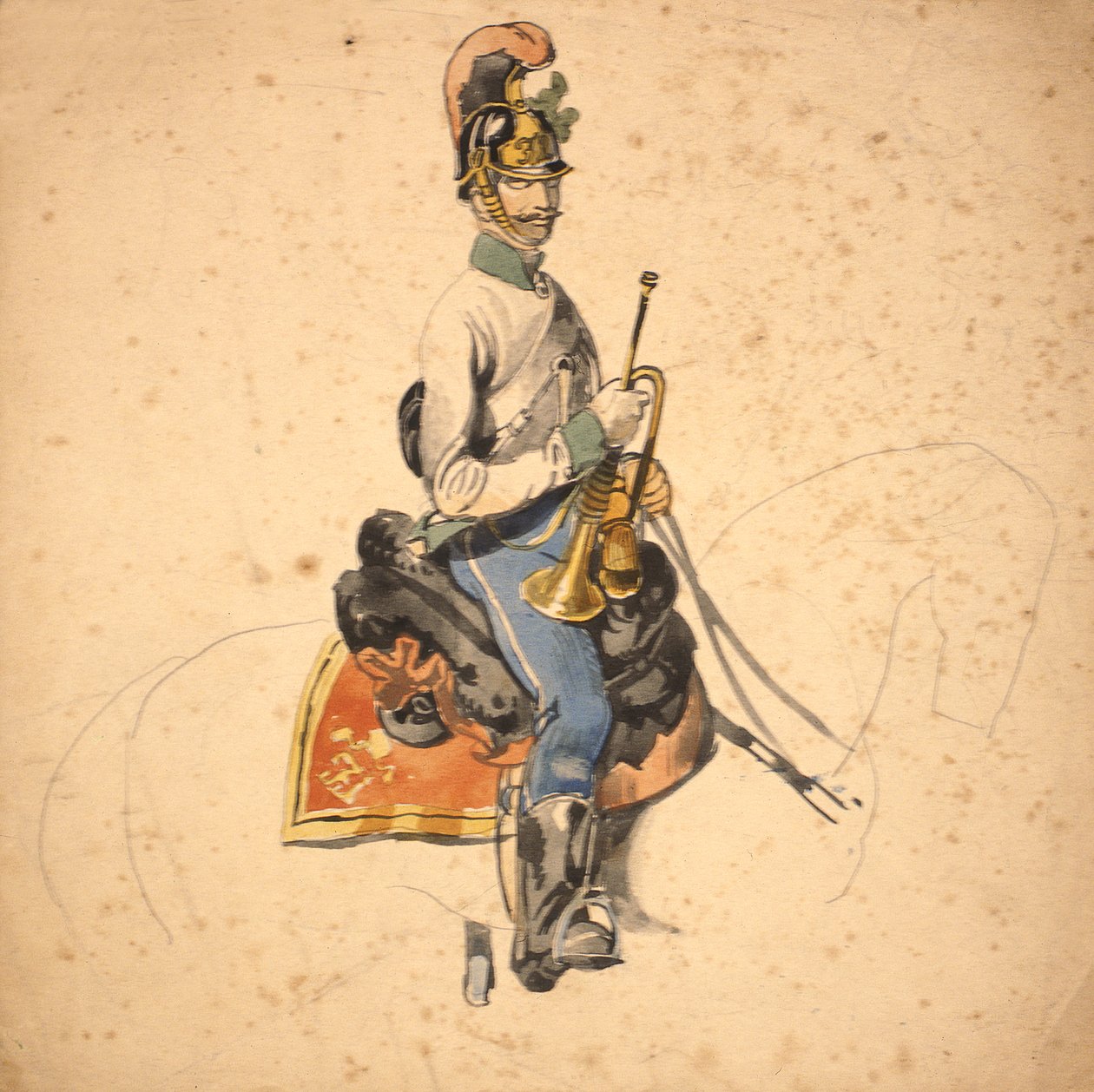 Un cavaliere del 5º reggimento dragoni, Principe Eugenio di Savoia 1840-50 da Johan Baptiste Heinefetter