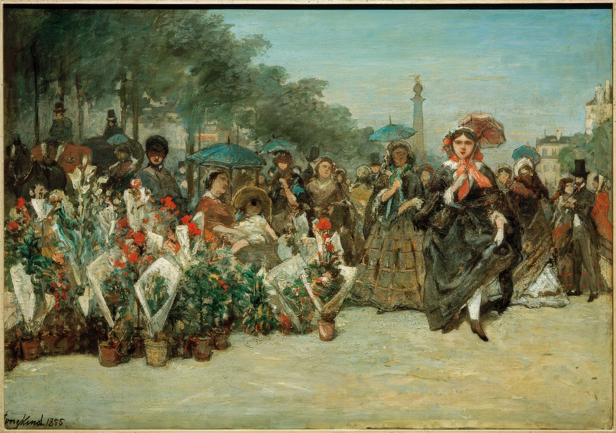 Mercato dei fiori sul Boulevard Richard-Lenoir da Johan Barthold Jongkind