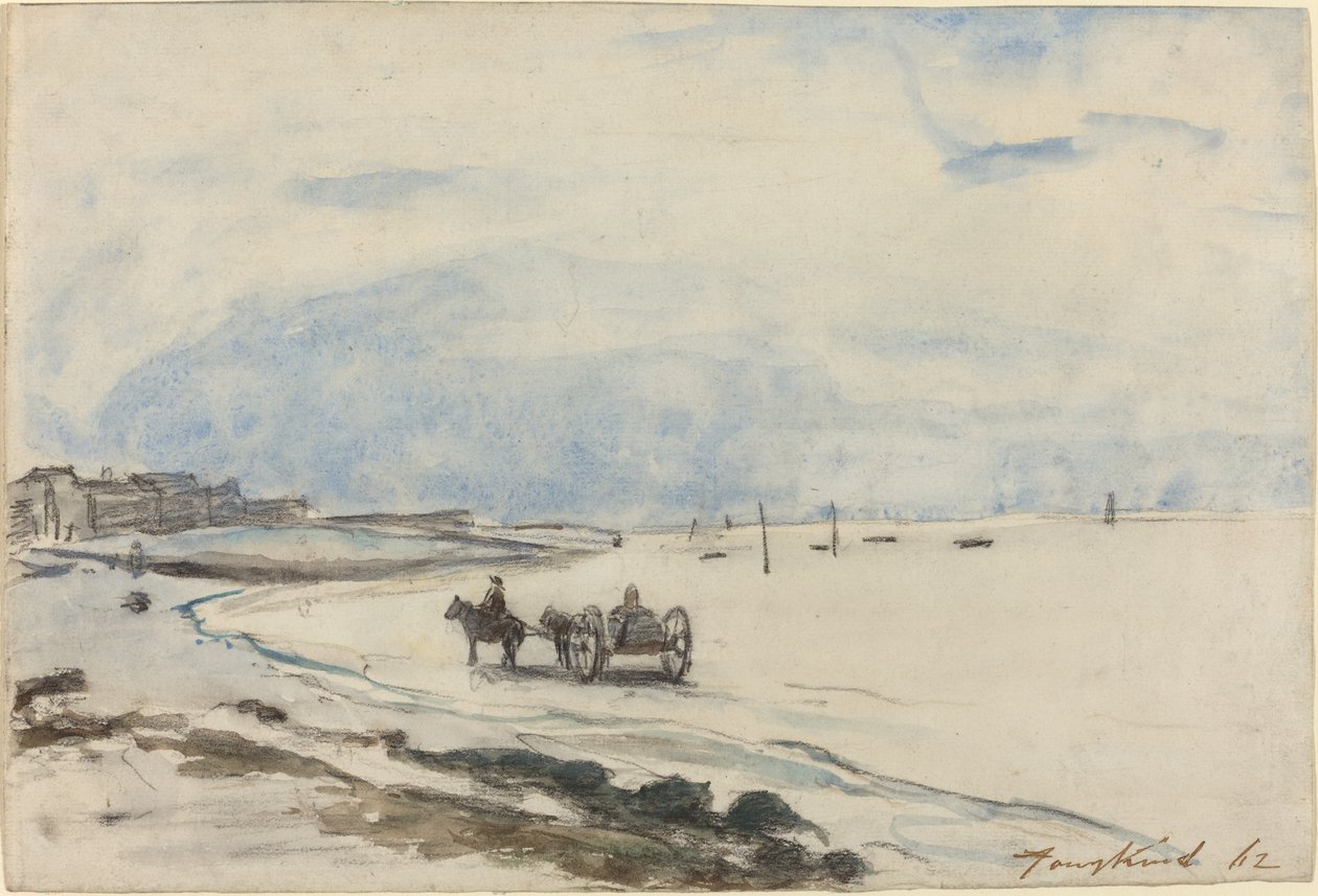 Carro sulla Spiaggia di Etretat da Johan Barthold Jongkind
